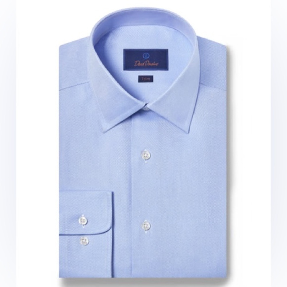 David Donahue Men's Slim Light Blue Shirt - Picture 1 of 12